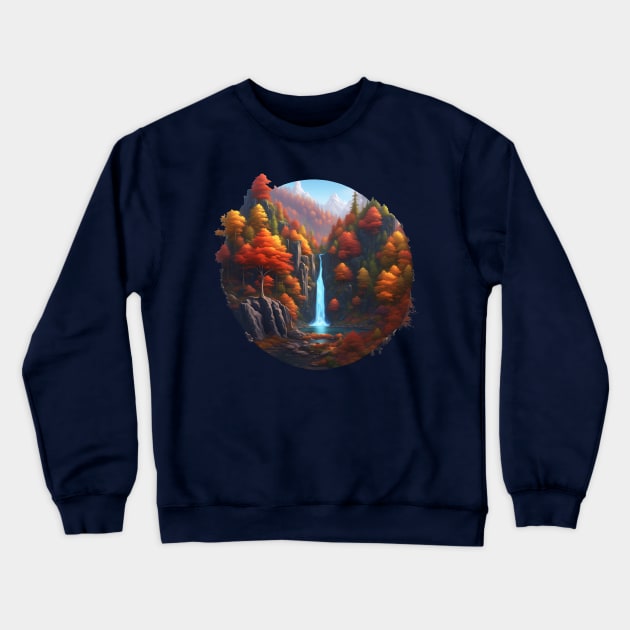 Waterfall in the forest Crewneck Sweatshirt by LM Designs by DS